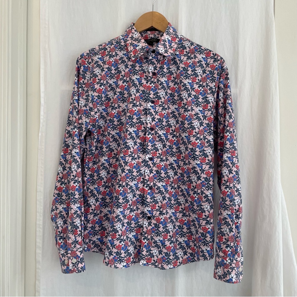 Banana Republic Pink and Blue Floral Men's Shirt